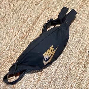 Nike Heritage Black and Gold Belt Bag
